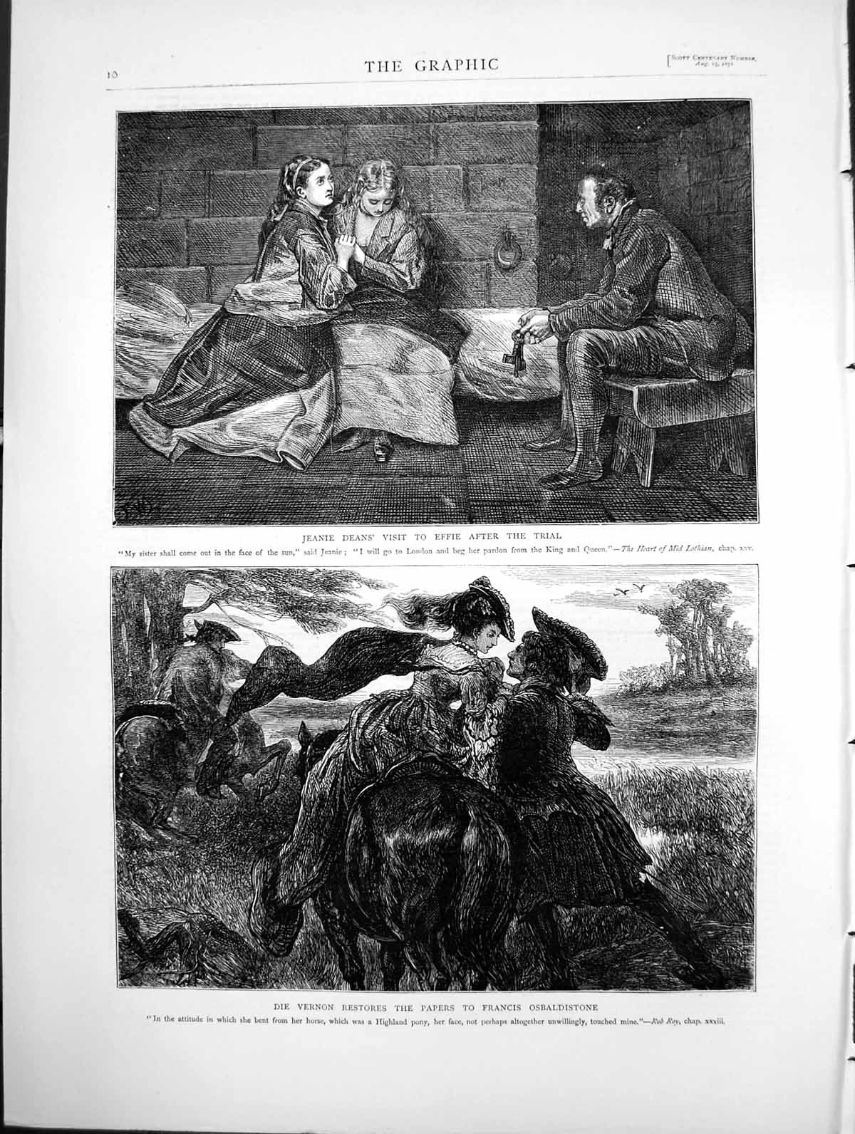 Old Jeanie Deans Visit Effie After Trial Die Vernon Osbaldistone 1871 Victorian