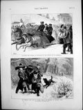 Old Print Duke Duchess Ofedinburgh St Petersburg Imperial Bear Hunt 1874 19th