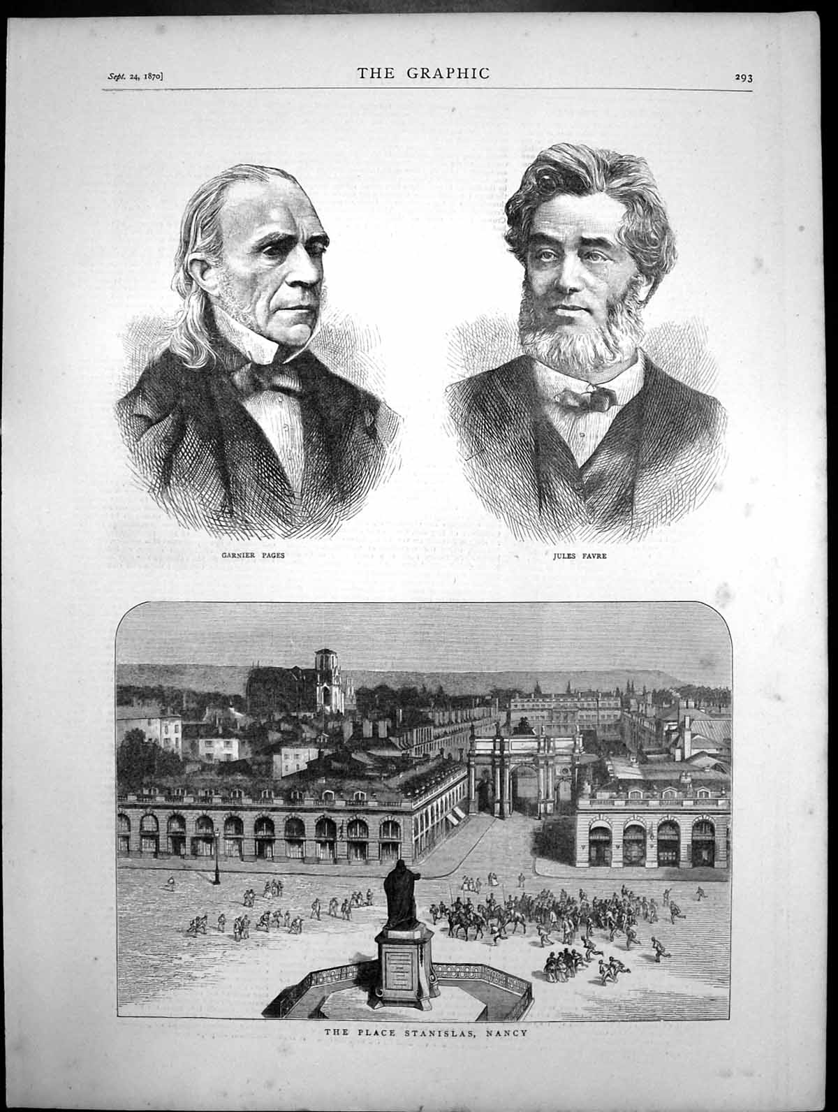 Antique Print Place Stanislas Nancy Portrait Garnier Pages Jules Favre 1870