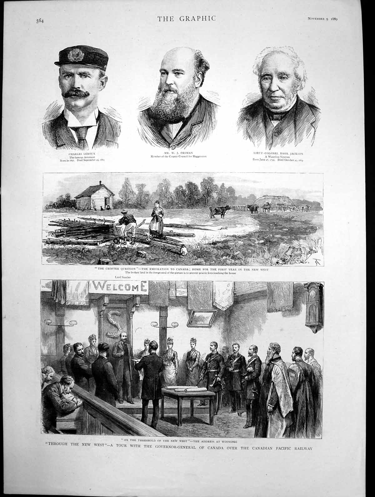 Old Antique Print Tour Governor-General Canada The Crofter Question ˇ1889 19th