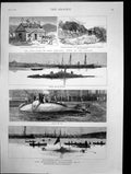 Old Print Submarines Sketches Nordenfelt In Dock General View Corea 1887 19th