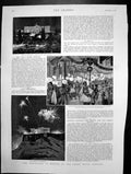 Antique Print Festivities In Honour The Greek Royal Wedding Acropolis 1889 19th