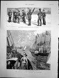Antique Old Print Arrival Emperor Germany Imperial Royal Yacht Spithead 1889