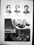 Old Print Moose Hunting In Nova Scotia Cambridge Mathematical Tripos 1882 19th