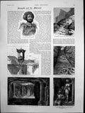 Antique Print Junagadh And The Mekranis Sketches Buddhist Caves India 1887 19th