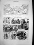 Antique Old Print Rioting Canton Incidents Connection Army Examination 1883