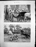 Original Old Antique Print Rifles Practising Windsor Queens Visit Derby 1891