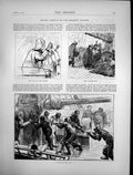 Old Antique Print Atlantic Steamer Off Queenstown Man Wheel Cast Log 1870 19th