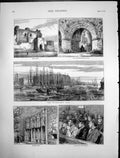 Antique Old Print Devonshire Dock Furness Abbey Piel Castle Pit Theatre 1874