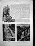 Antique Old Print Yellowstone National Park Montana Wyoming Gibbon Falls 1883