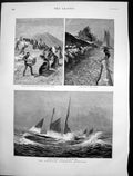 Antique Old Print Seals Behring Straits Shad Fishing Potomac Icing Up 1890 19th