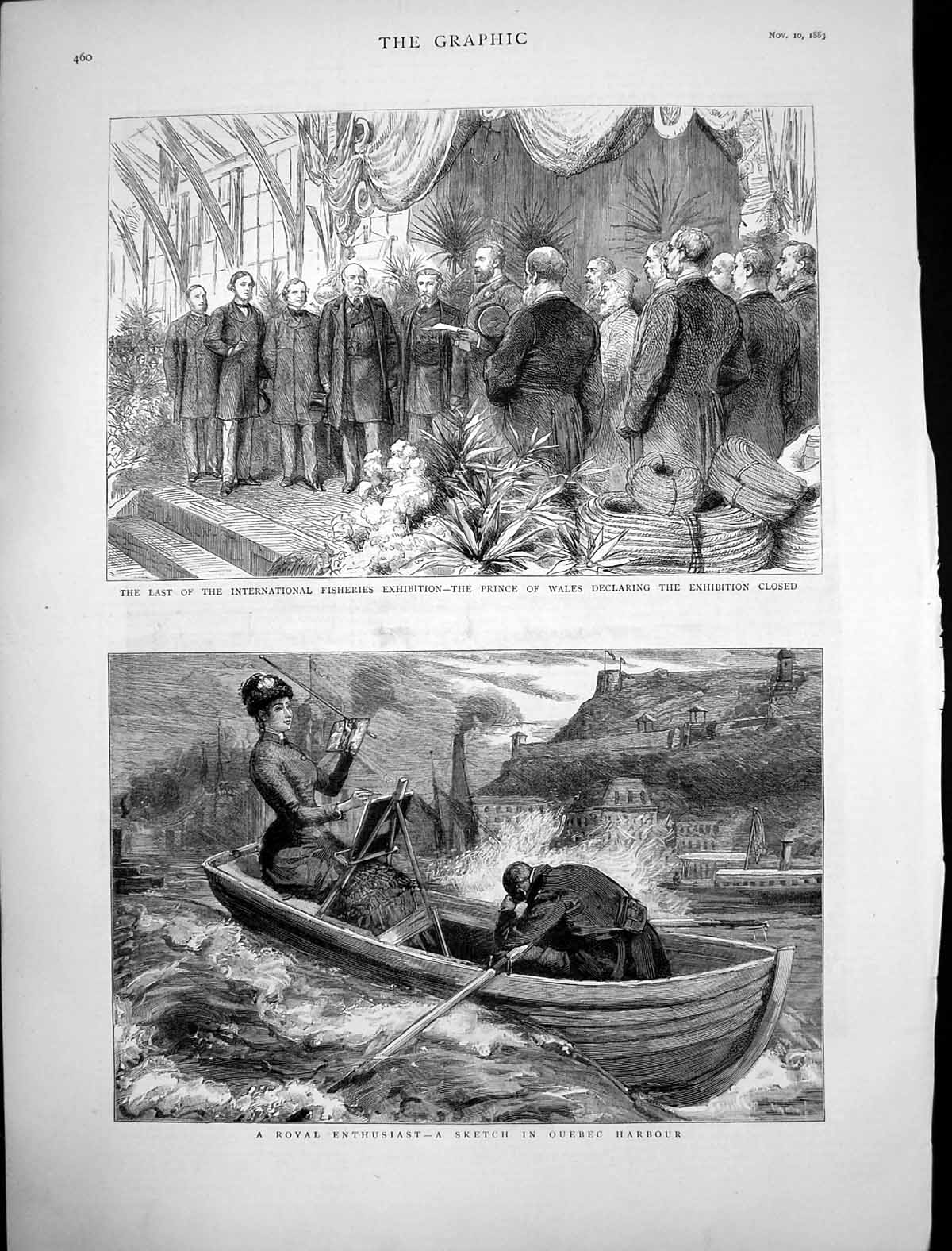 Antique Print Quebec Harbour Fisheries Exhibition Closed Prince Wales 1883 19th