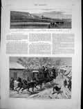Original Old Antique Print Maseru Basuto War South Africa Sleighing Quebec 1880
