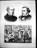 Antique Old Print Crossing Nullah India Viscount Sydney Lord Chamberlain 1872