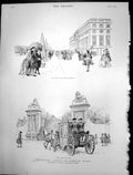 Antique Print Hampton Court Queen Annes Lion Gates East Front George111890