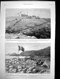 Original Old Antique Print Blockhouse Perivolia Peninsula Akrotiri Crete 1897