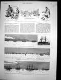 Old Antique Print Turkey Greece Fleets Suda Bay Crete American Facts 1886 19th