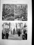 Old Print Queen Liverpool Opening Exhibition Procession Lime Street 1886 19th