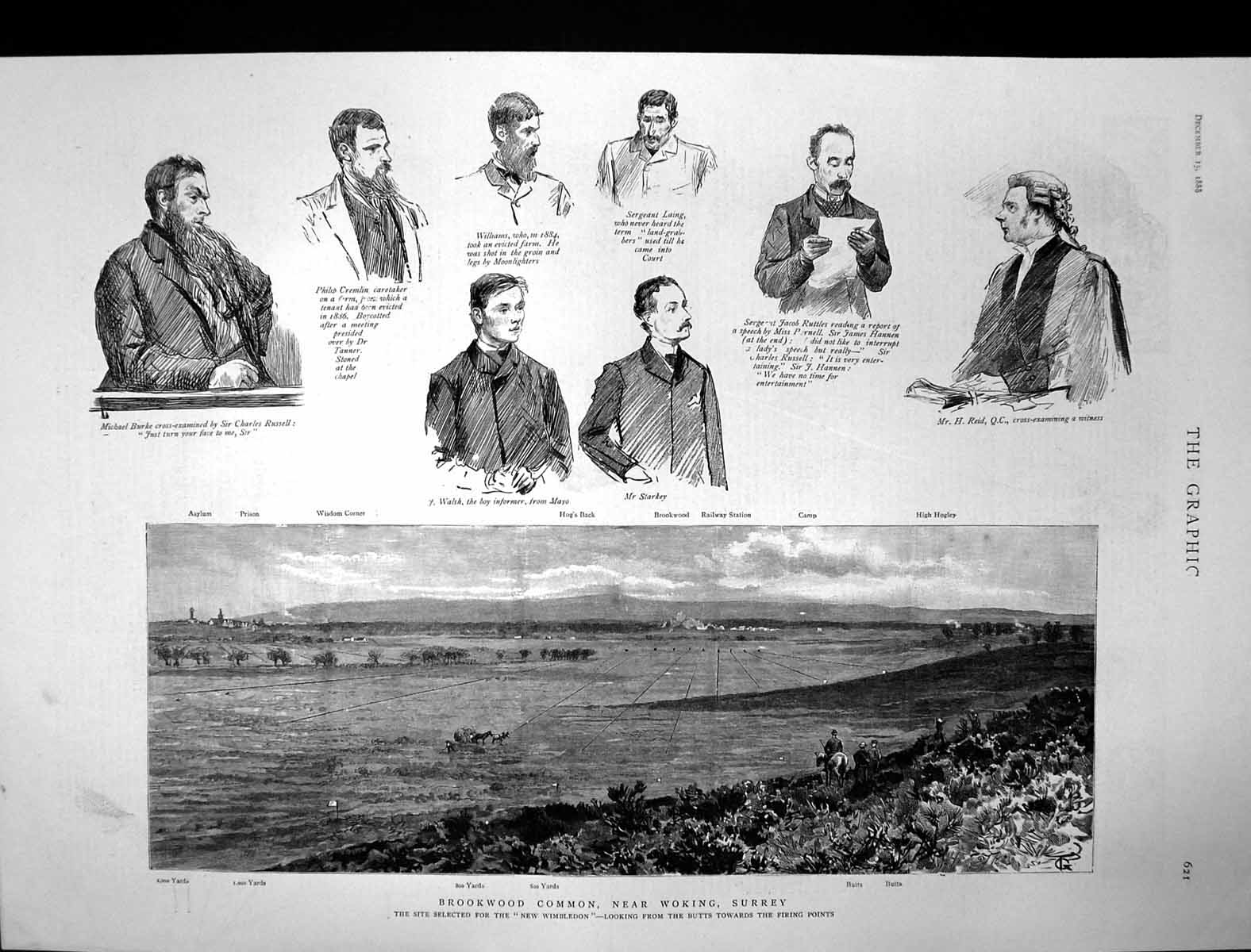 Old Antique Print Brookwood Common Woking Surrey Site New Wimbledon 1888 19th