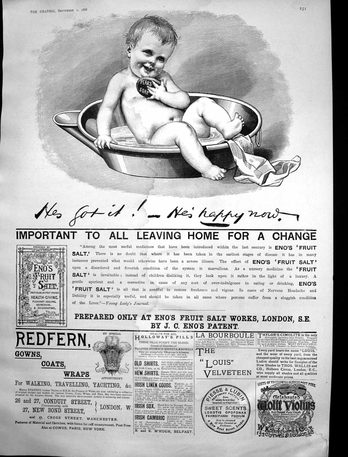Antique Print Redfern Gowns Coats Wraps Enos Fruit Salt Wolff Violins 1888 19th