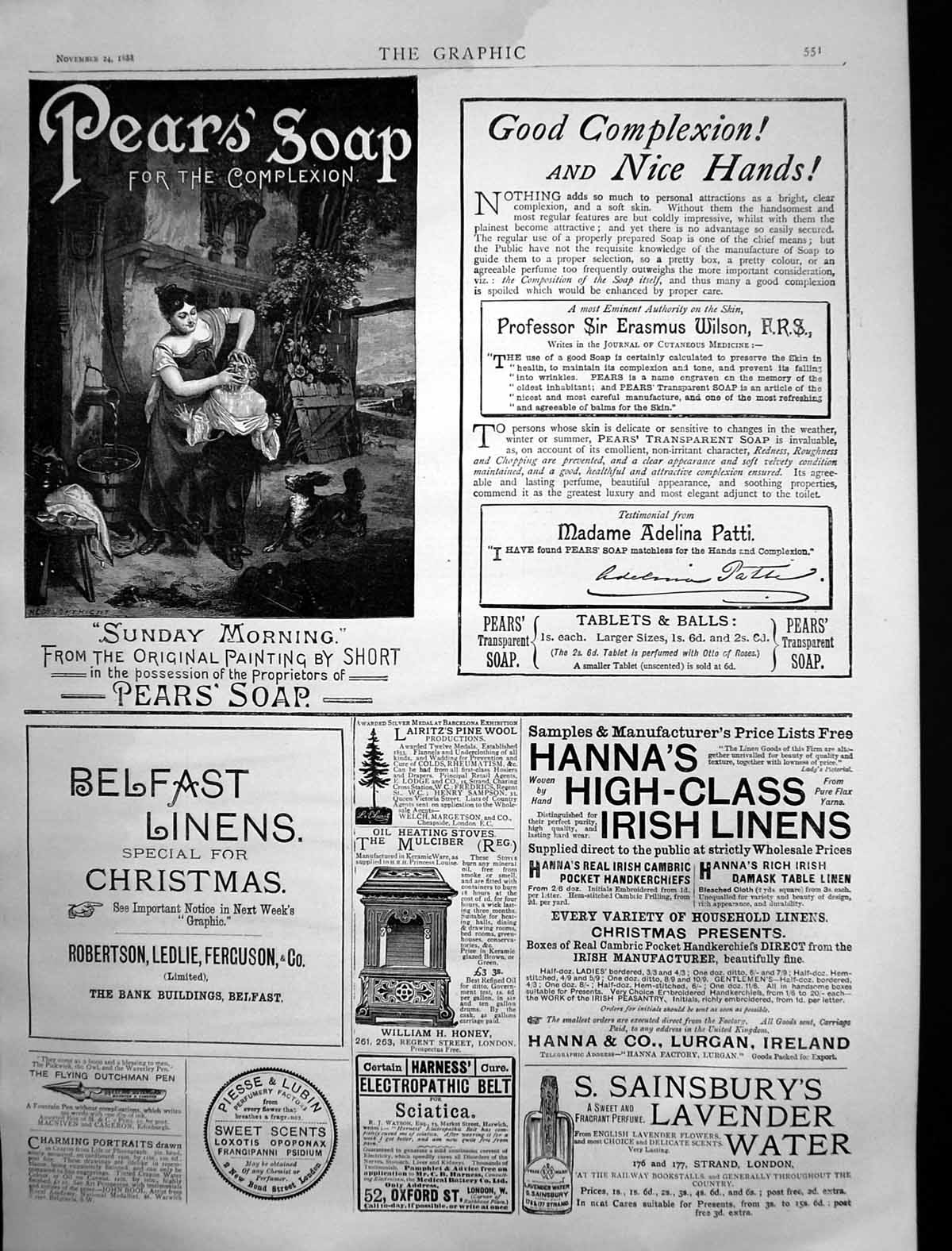 Antique Print Belfast Linens Piesselubin Sweet Scents Hanna Co Linens 1888 19th