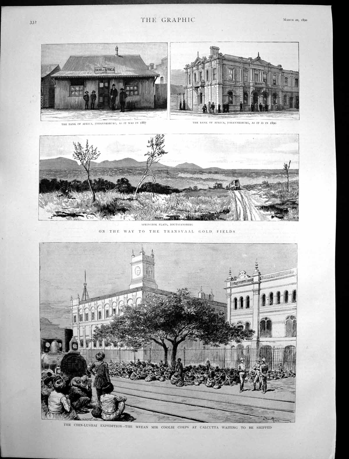 Old Antique Print Meean Mir Coolie Corps Calcutta GFields Transvaal 1890 19th