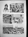 Antique Print Prince Albert Victor Hyderabad Nizams Palace Durbar Hall 1889