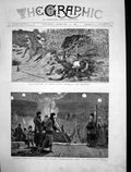 Antique Old Print Winter Sports Canada Tobogganing Boar Hunting India 1881 19th