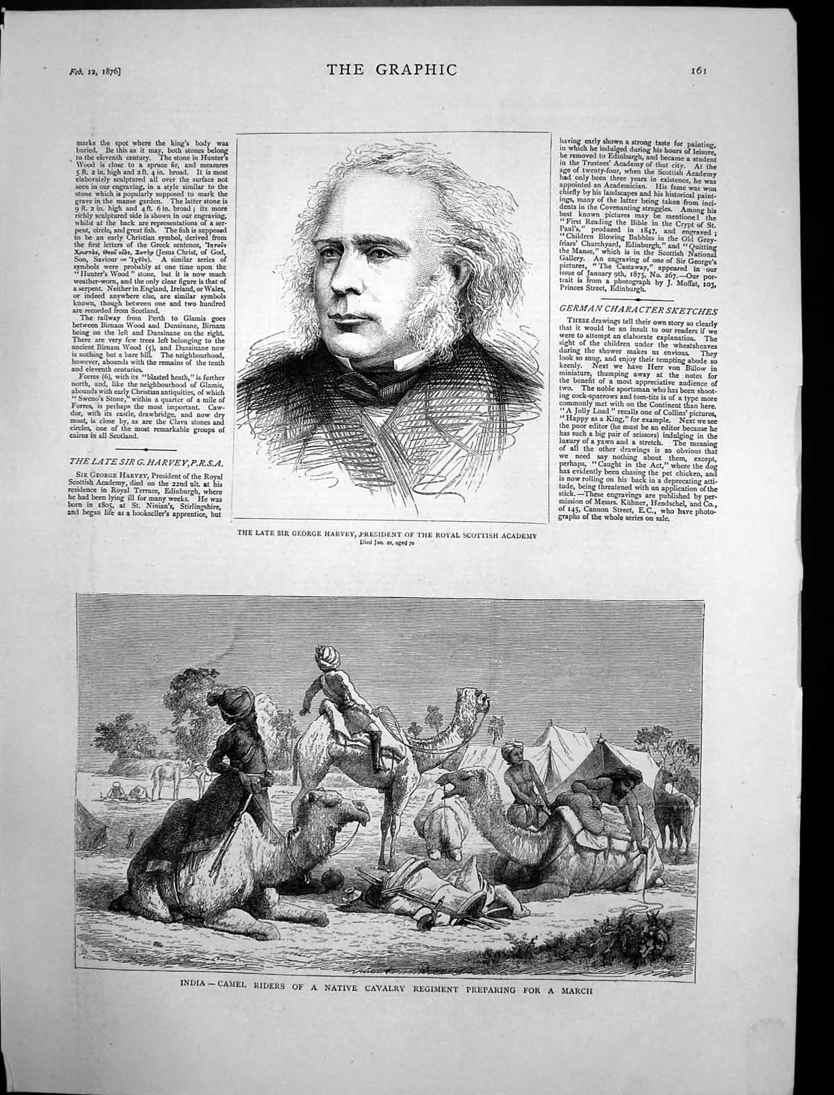 Antique Print Sir George Harvey India Camel Riders Native Cavalry Reg 1876 19th