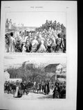 Old Print Royal Visit India School Children Herzegovina Insurrection 1875 19th