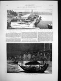 Antique Old Print Prince Wales State Barge Visit Rajah Benares Ganges 1876 19th