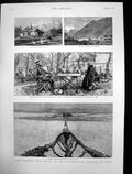 Old Antique Print Colonel Durand Rajah Khan Gakuch Gilgit River Fort 1891 19th