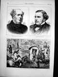 Antique Old Print Crossing Nullah India John Pender Mp Viscount Sydney 1872
