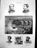Antique Old Print Maharajah Holkar Indores Death Palace New Maharajah 1886 19th