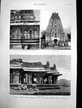 Antique Print Ruins Humpi Ancient Temples India Vitla Roya Bishtapiah 1885 19th