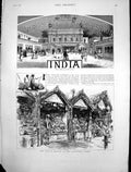 Antique Old Print Native Bazaar Economic Court Courtyard Indian Palace 1886