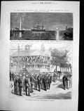 Antique Old Print Prince Wales Ismailia King Queen Greece Yacht Serapis 1875