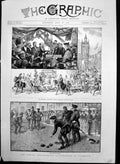 Old Antique Print Armada Tercentenary Plymouth Drake Memorial Bowls 1888 19th