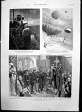 Antique Old Print Balloon Descent Attack Lough Swilly Grand Prior Hosp 1888