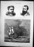Antique Old Print Col James Fisk Jay Gould New Ironclad Ship Thunderer 1872