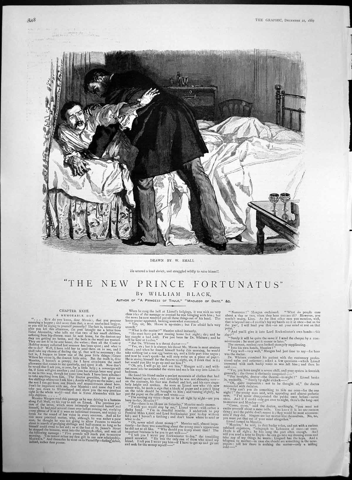 Antique Old Print New Prince Fortunatus William Black Drawn By W Small 1889