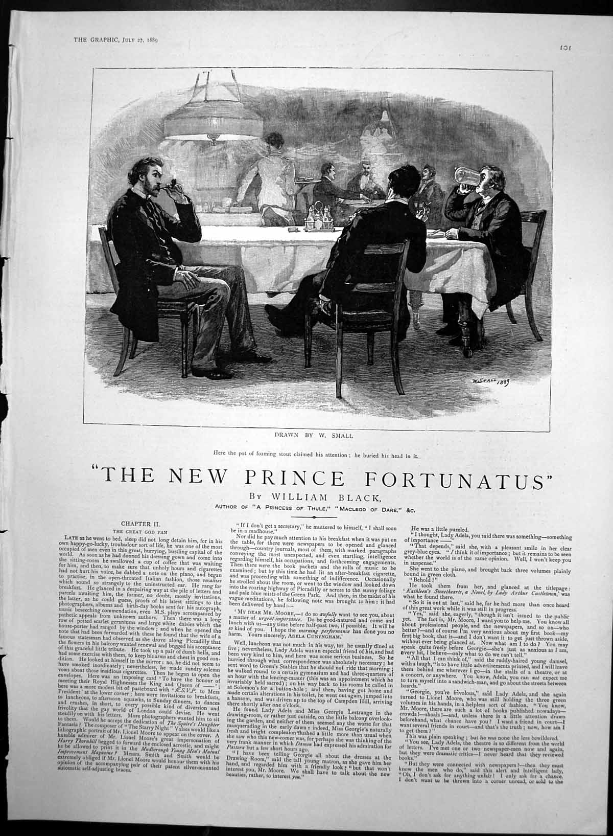 Old Antique Print New Pronce Fortunatis William Black Drinking Stout 1889 19th