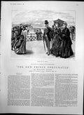 Original Old Antique Print New Prince Fortunatus W Black Assemblage People 1889