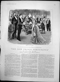 Antique Old Print New Prince Fortunatus Offering Hand To Lady W Black 1889 19th