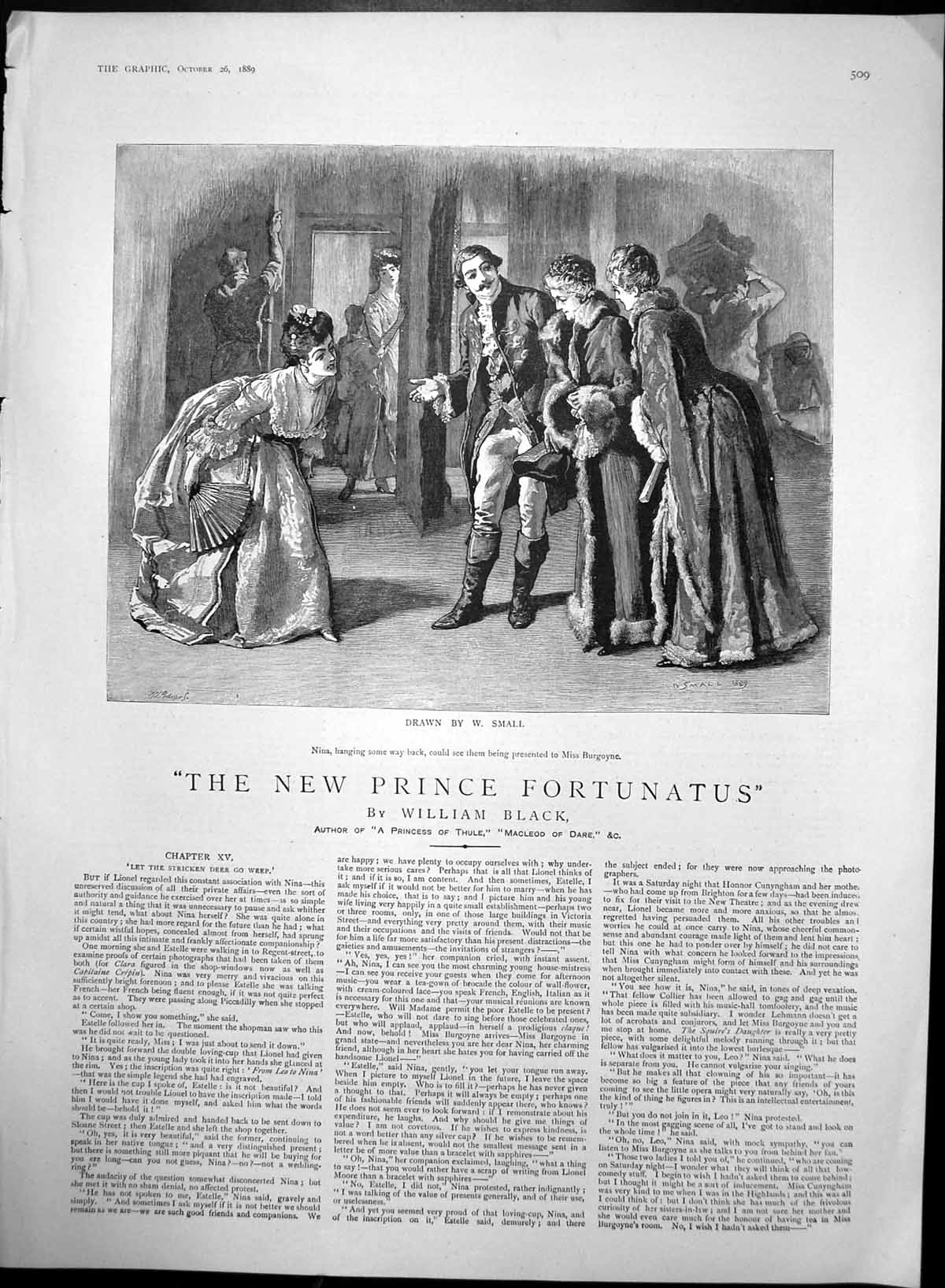 Antique Old Print New Prince Fortunatus W Black Meeting Miss Burgoyne 1889 19th