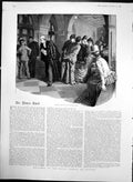 Antique Old Print Royal Courts Justice Waiting For Admission To Court 1889 19th