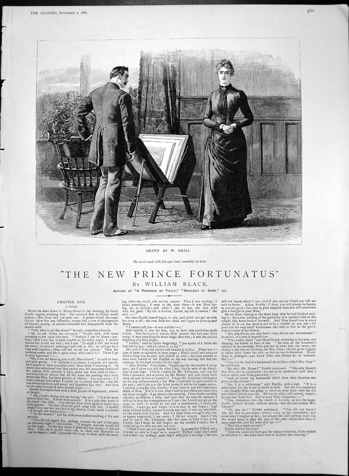 Old Antique Print New Prince Fortunatus Eyes Bent Earnestly On Lady 1889 19th
