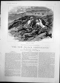 Antique Old Print New Prince Fortunatus Keeper Pointing Stag Shooting 1889 19th