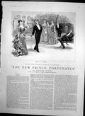 Old Antique Print New Prince Fortunatus Lord Rockminster Rehearsal 1889 19th