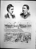 Original Old Antique Print Prince Wales Pyramids Egypt Gymkhana Meeting 1889